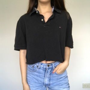 Tommy Hilfiger black crop top polo